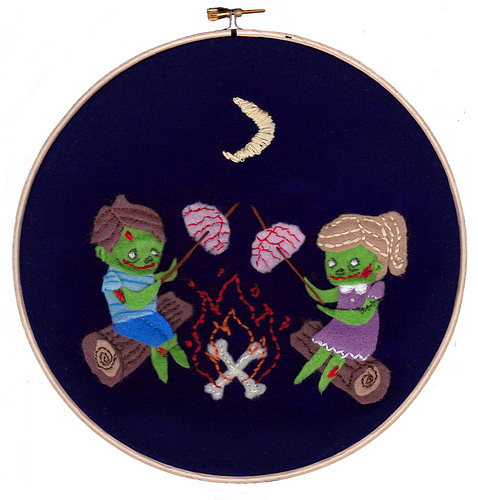 Zombie Campfire Embroidery
