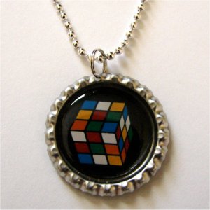 Rubik's Cube Bottlecap Necklace