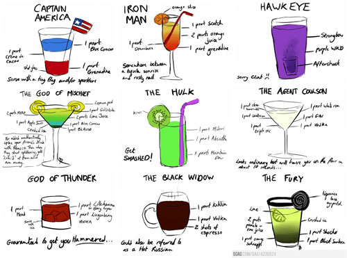 Avengers Cocktails - Consume with care!