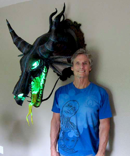 Paper Mache Maleficent dragon trophy by Dan (the Monster Man) Reeder