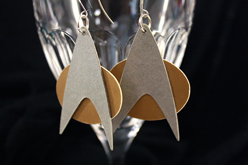 Star Trek ComBadge earrings by Tally Heilke