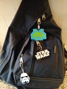 Star Wars keychain on backpack