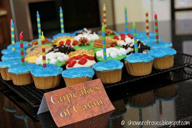 Catan party cupcakes by Jessica at Shower of Roses