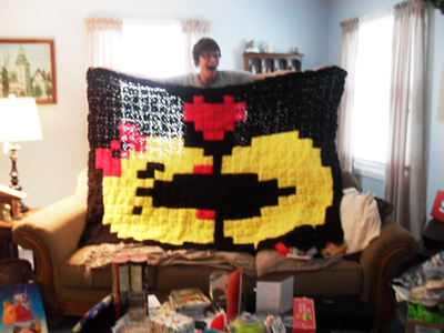 Crocheted Pac-Man Blanket