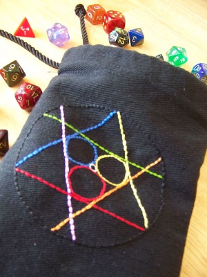 Embroidered dice bag
