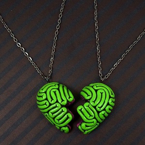 I heart brains BFF necklace