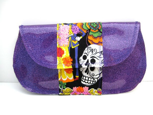 mexican skull vinyl purse