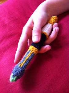 Eleven's knitted sonic screwdriver