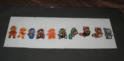 Mario Across the Ages Cross-stitch
