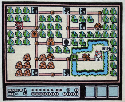 Super Mario Brothers 3 Map in Cross-stitch