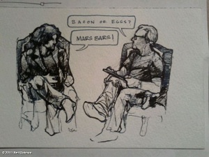 Sketch of Neil Gaiman and Adam Savage