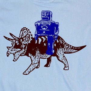 Robot riding Triceratops