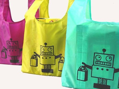 Shopping Robot Market Bags by DogboneArt