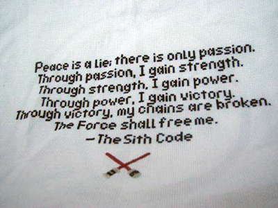 Cross-stitched Sith Code