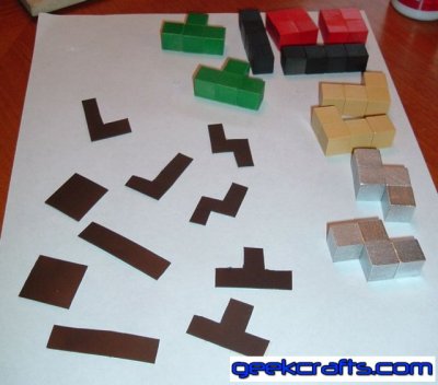 Tetris refrigerator magnets - magnetic sheet cut and ready to apply